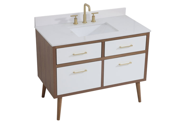 Elegant Lighting VF41042WH-BS Bathroom Vanity Set, White