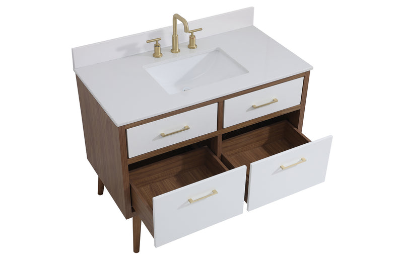 Elegant Lighting VF41042WH-BS Bathroom Vanity Set, White