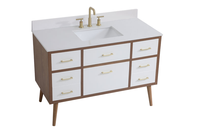 Elegant Lighting VF41048WH-BS Bathroom Vanity Set, White
