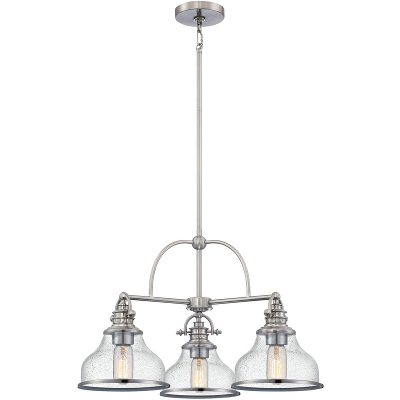 Quoizel GRTS5103BN Three Light Chandelier, Brushed Nickel