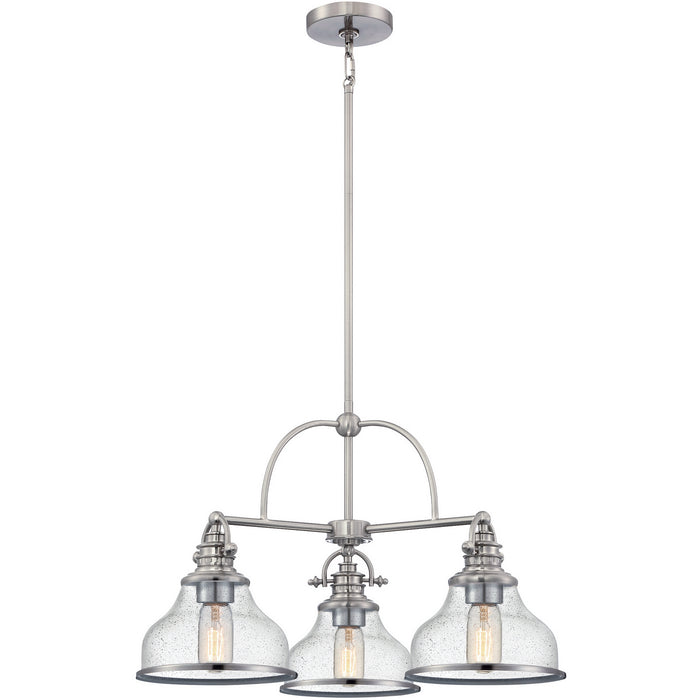Quoizel GRTS5103BN Three Light Chandelier, Brushed Nickel