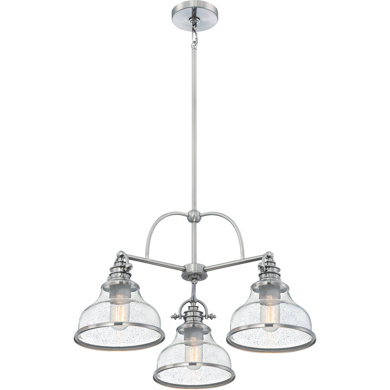 Quoizel GRTS5103BN Three Light Chandelier, Brushed Nickel