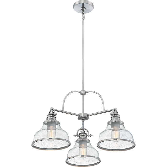 Quoizel GRTS5103BN Three Light Chandelier, Brushed Nickel