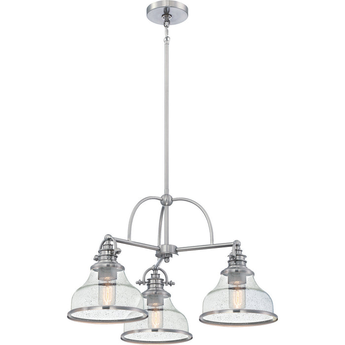 Quoizel GRTS5103BN Three Light Chandelier, Brushed Nickel
