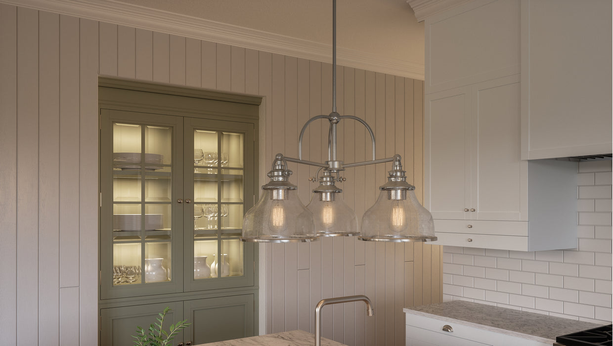 Quoizel GRTS5103BN Three Light Chandelier, Brushed Nickel