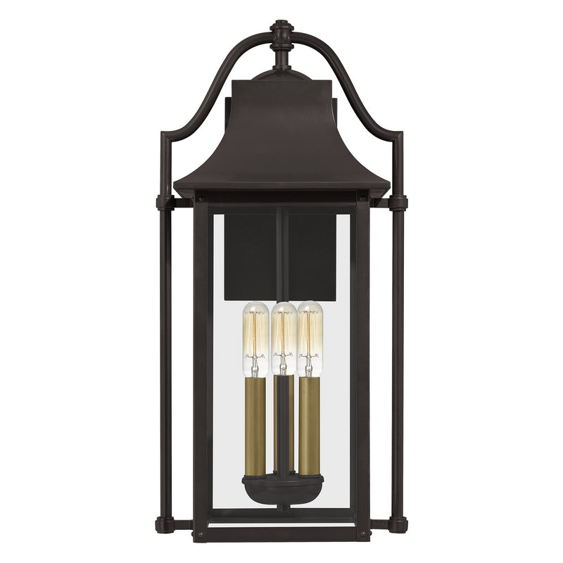 Quoizel MAN8411WT Three Light Outdoor Wall Mount, Western Bronze