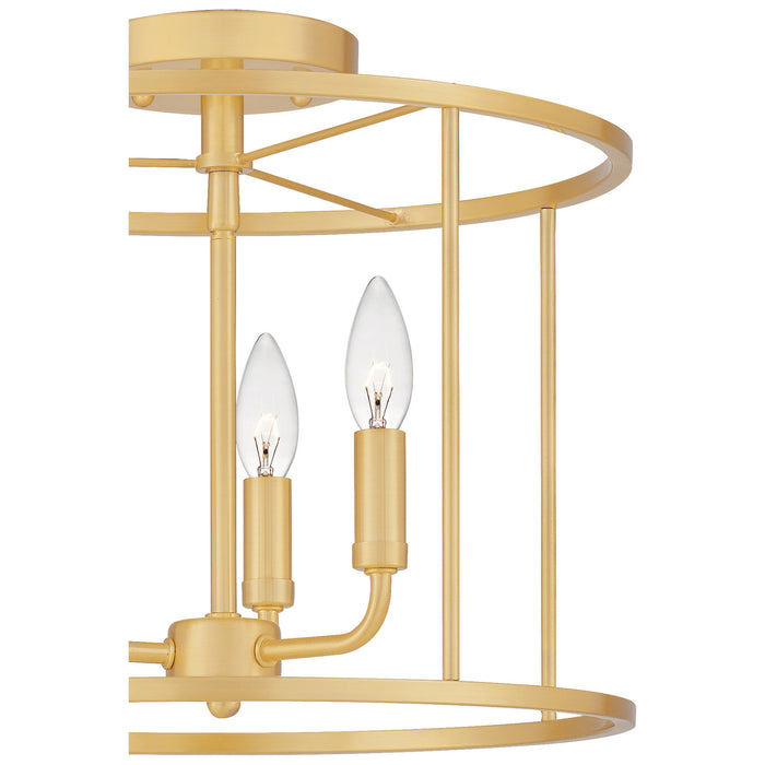 Quoizel ABR1714AB Three Light Semi Flush Mount, Aged Brass