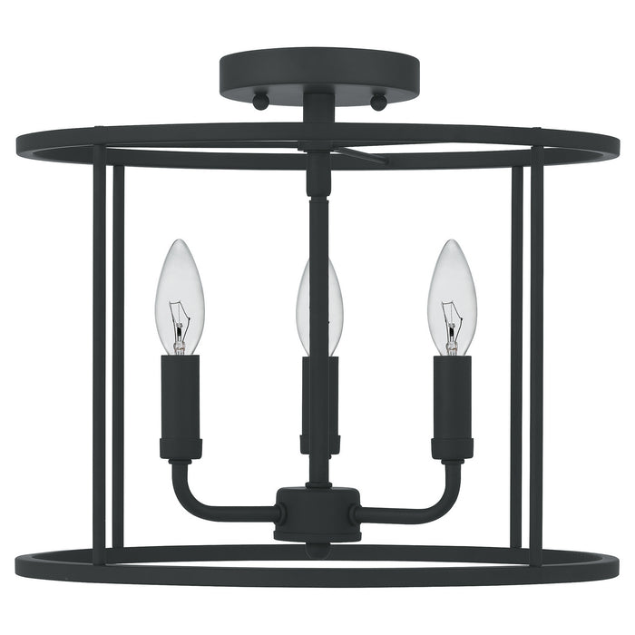 Quoizel ABR1714MBK Three Light Semi Flush Mount, Matte Black
