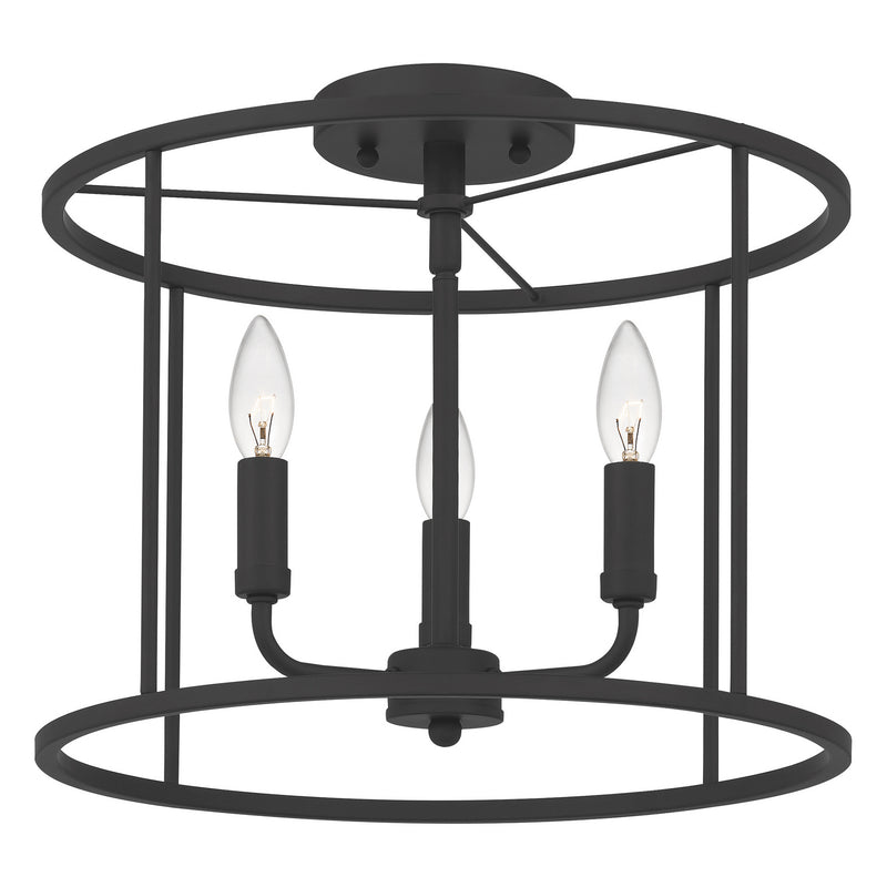 Quoizel ABR1714MBK Three Light Semi Flush Mount, Matte Black