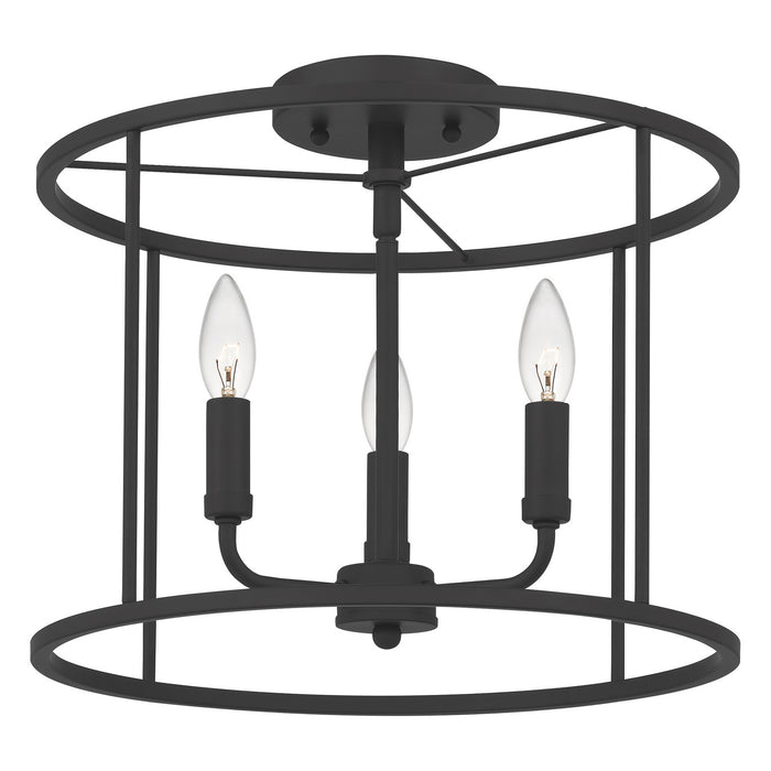Quoizel ABR1714MBK Three Light Semi Flush Mount, Matte Black