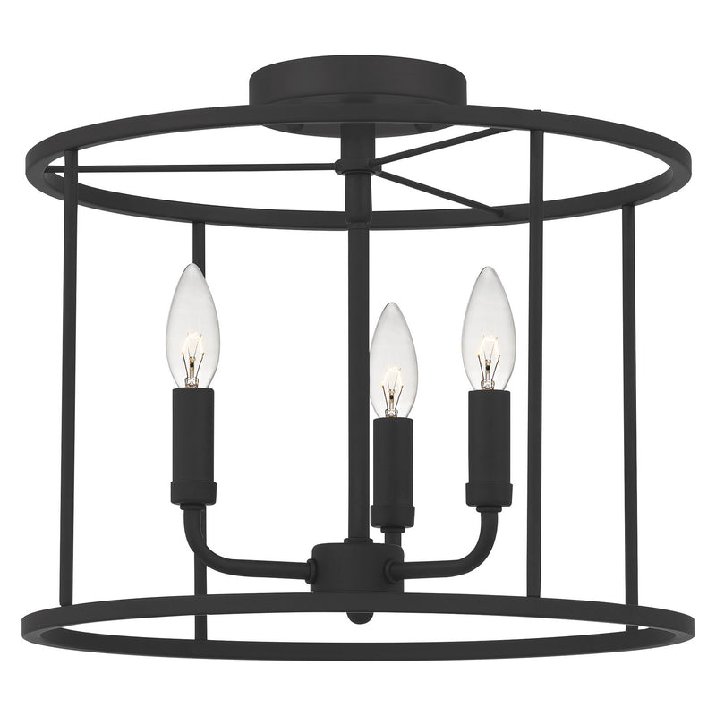 Quoizel ABR1714MBK Three Light Semi Flush Mount, Matte Black