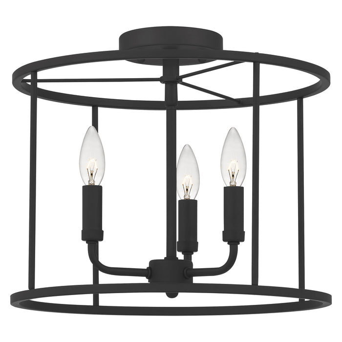 Quoizel ABR1714MBK Three Light Semi Flush Mount, Matte Black