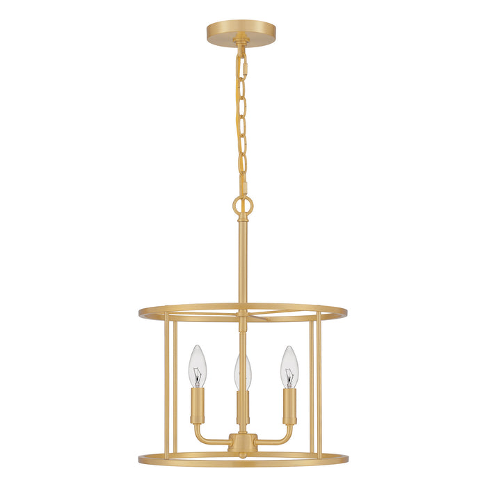 Quoizel ABR2814AB Three Light Pendant, Aged Brass