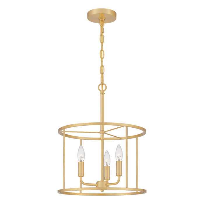 Quoizel ABR2814AB Three Light Pendant, Aged Brass