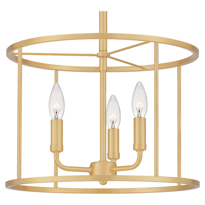 Quoizel ABR2814AB Three Light Pendant, Aged Brass
