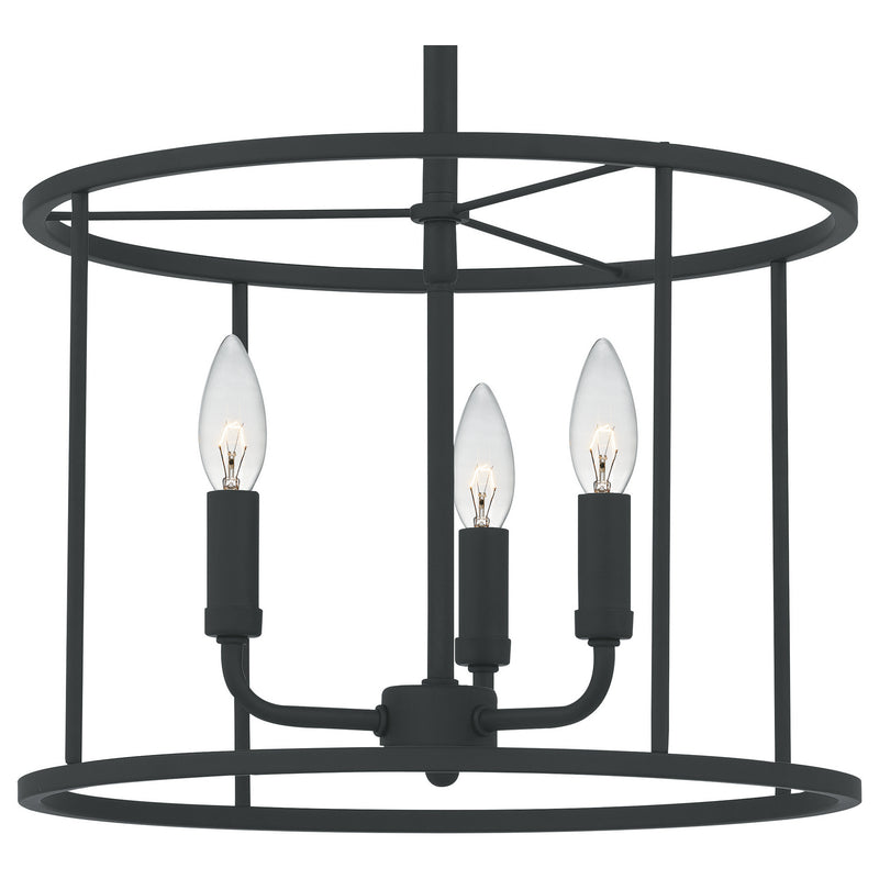 Quoizel ABR2814MBK Three Light Pendant, Matte Black