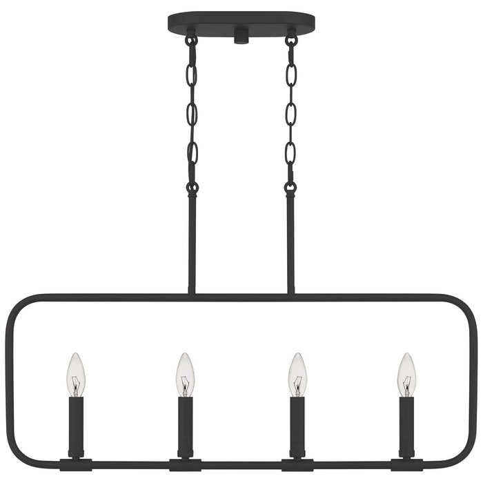 Quoizel ABR432MBK Four Light Linear Chandelier, Matte Black