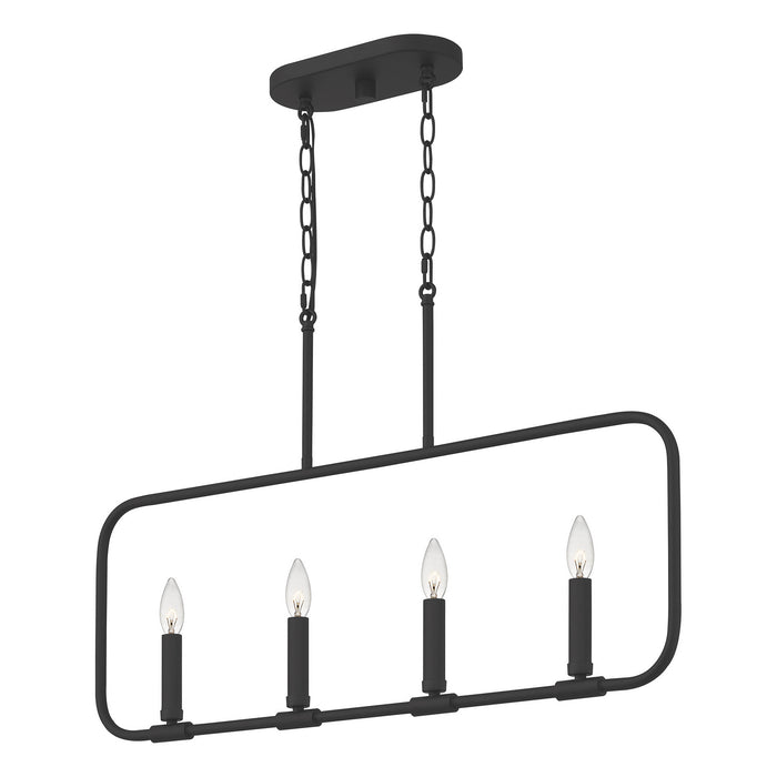 Quoizel ABR432MBK Four Light Linear Chandelier, Matte Black