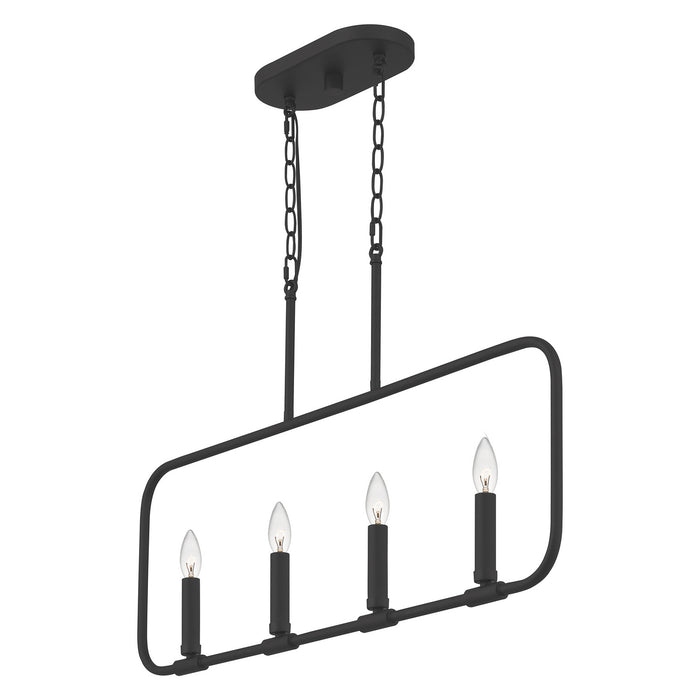 Quoizel ABR432MBK Four Light Linear Chandelier, Matte Black