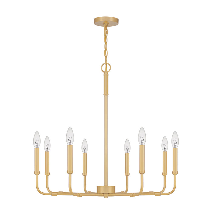 Quoizel ABR5028AB Eight Light Chandelier, Aged Brass