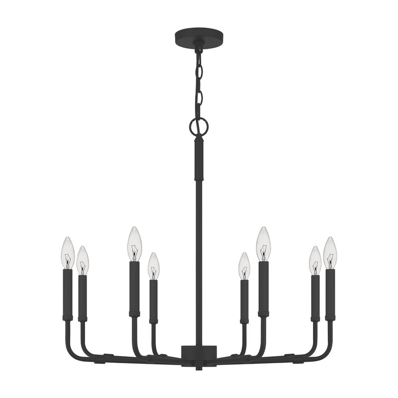 Quoizel ABR5028MBK Eight Light Chandelier, Matte Black