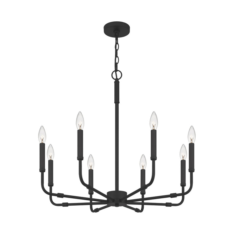 Quoizel ABR5028MBK Eight Light Chandelier, Matte Black