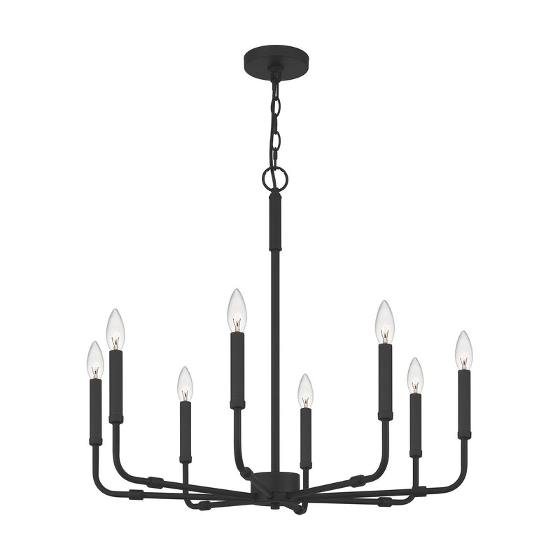 Quoizel ABR5028MBK Eight Light Chandelier, Matte Black