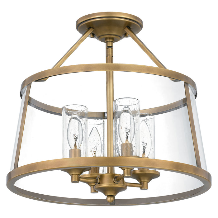 Quoizel BAW1716WS Four Light Semi-Flush Mount, Weathered Brass
