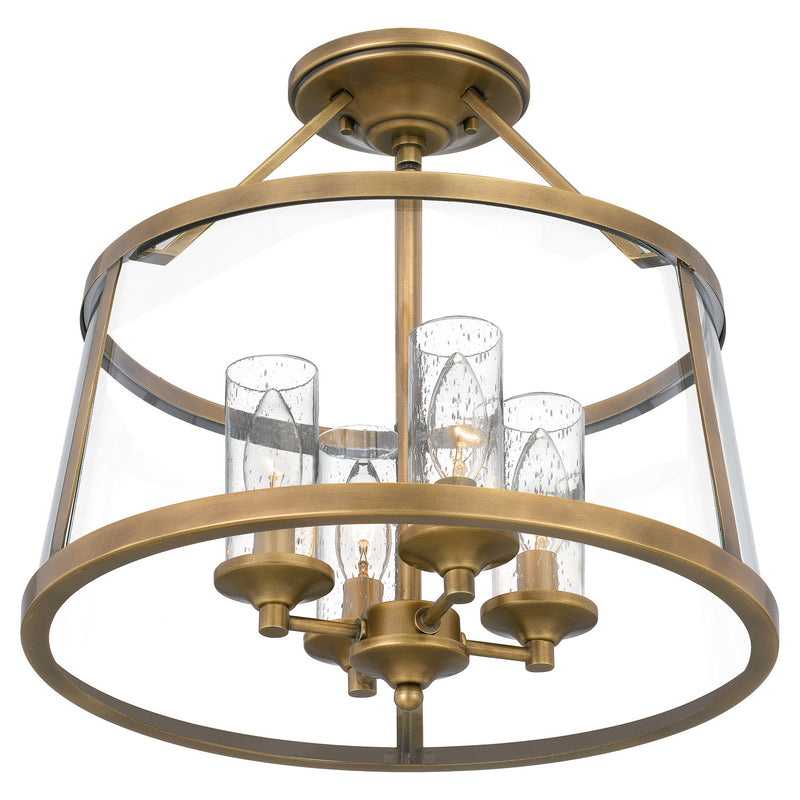 Quoizel BAW1716WS Four Light Semi-Flush Mount, Weathered Brass