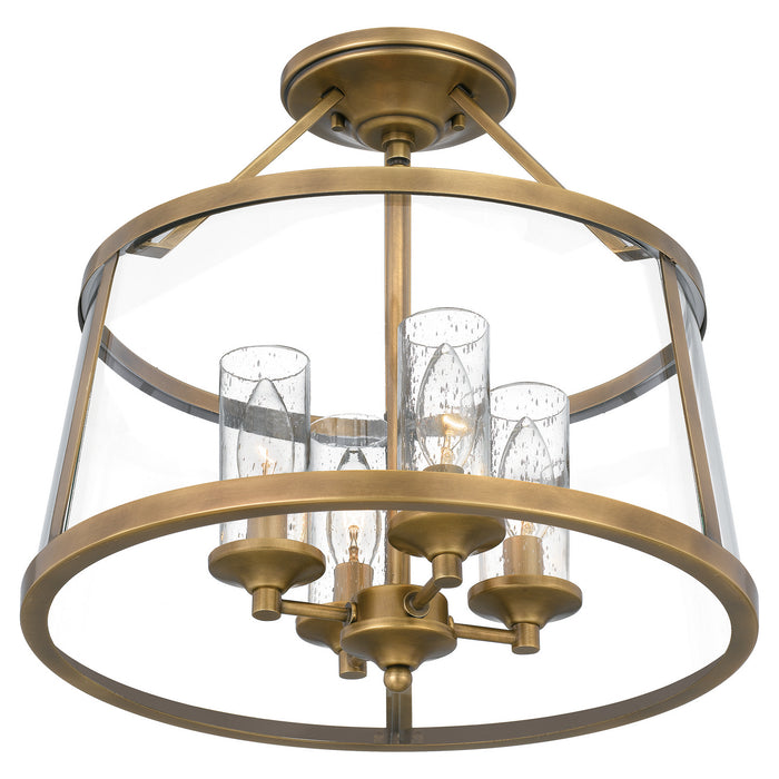 Quoizel BAW1716WS Four Light Semi-Flush Mount, Weathered Brass