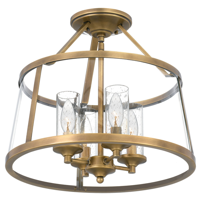 Quoizel BAW1716WS Four Light Semi-Flush Mount, Weathered Brass