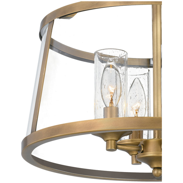 Quoizel BAW1716WS Four Light Semi-Flush Mount, Weathered Brass