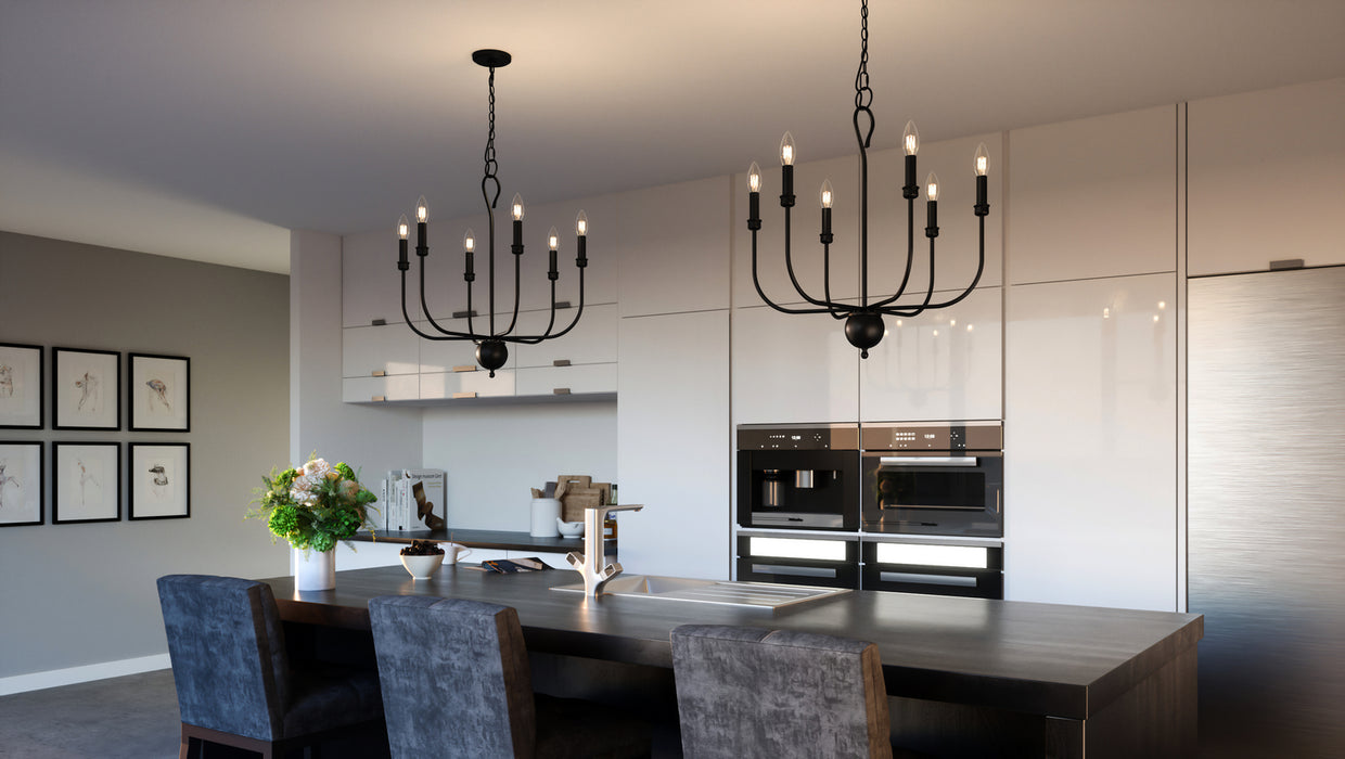 Quoizel BLA5022MBK Six Light Chandelier, Matte Black