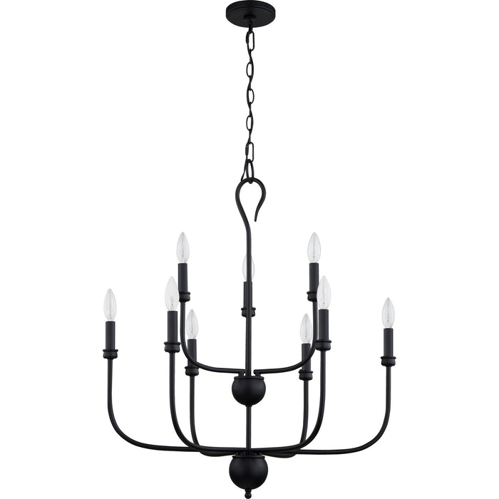 Quoizel BLA5027MBK Nine Light Chandelier, Matte Black