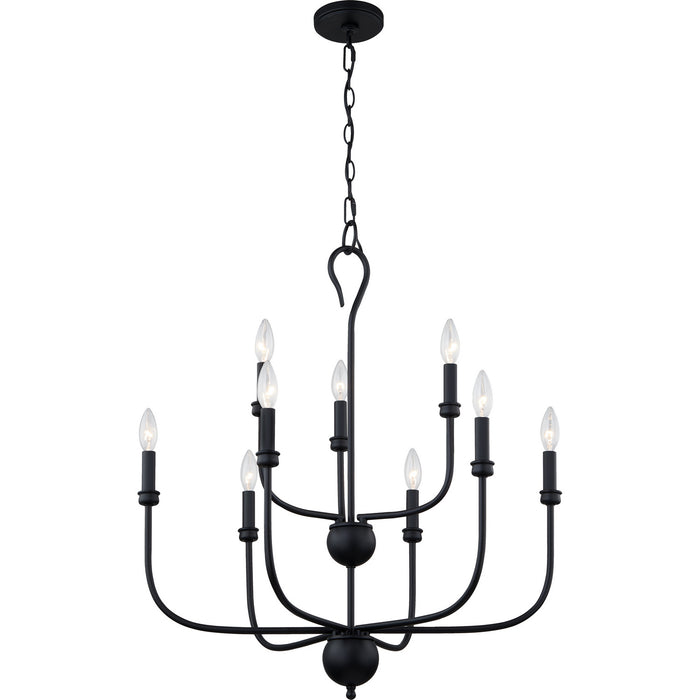 Quoizel BLA5027MBK Nine Light Chandelier, Matte Black