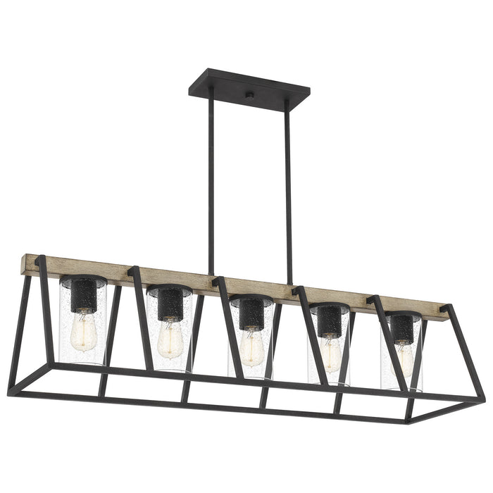Quoizel BRT3542GK Five Light Linear Chandelier, Grey Ash