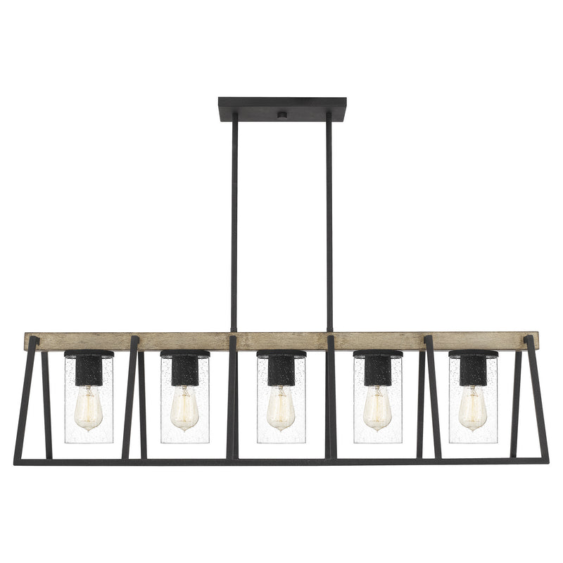 Quoizel BRT3542GK Five Light Linear Chandelier, Grey Ash