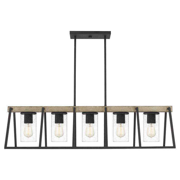 Quoizel BRT3542GK Five Light Linear Chandelier, Grey Ash