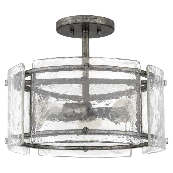Quoizel FTS1716MM Three Light Semi Flush Mount, Mottled Silver