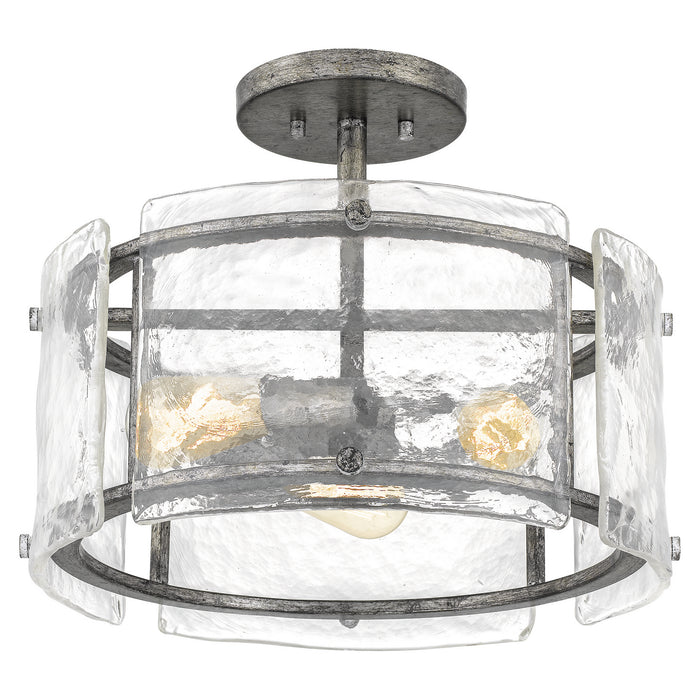Quoizel FTS1716MM Three Light Semi Flush Mount, Mottled Silver