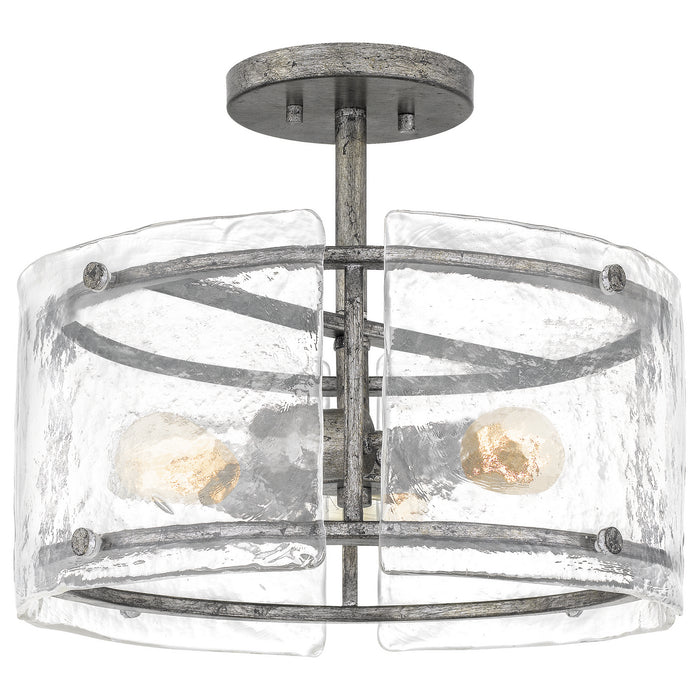 Quoizel FTS1716MM Three Light Semi Flush Mount, Mottled Silver