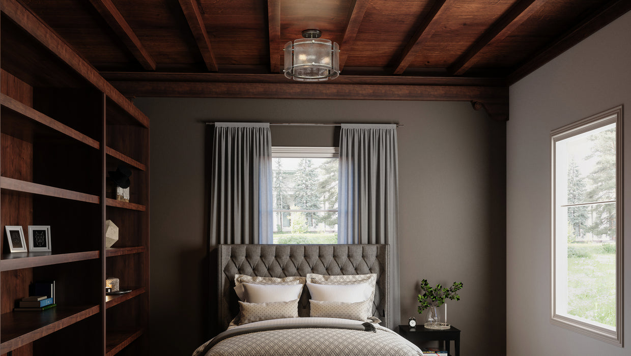 Quoizel FTS1716MM Three Light Semi Flush Mount, Mottled Silver