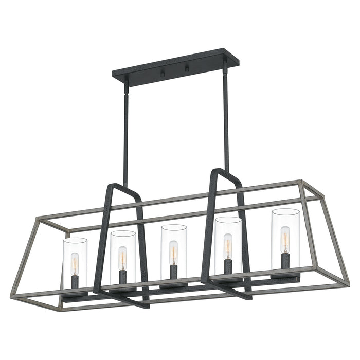 Quoizel QF5277DO Five Light Linear Chandelier, Distressed Iron