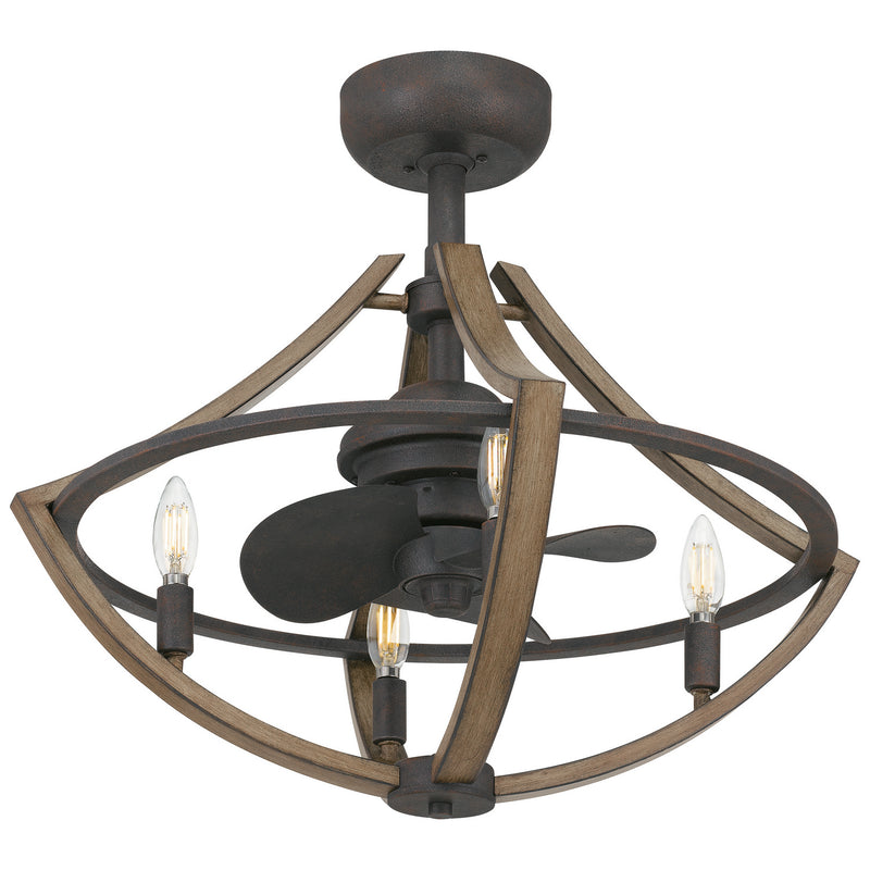 Quoizel SHR3123RK Four Light Fandelier, Rustic Black