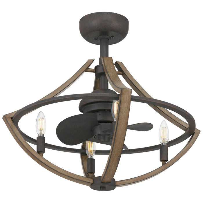 Quoizel SHR3123RK Four Light Fandelier, Rustic Black