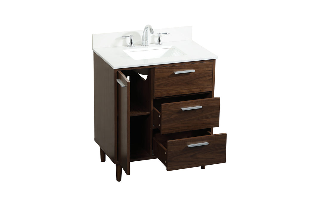 Elegant Lighting VF47030MWT-BS Vanity Sink Set, Walnut