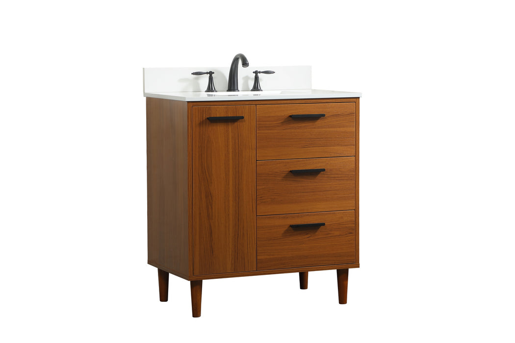 Elegant Lighting VF47030MTK-BS Vanity Sink Set, Teak