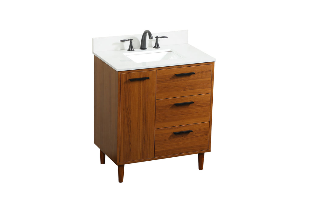 Elegant Lighting VF47030MTK-BS Vanity Sink Set, Teak