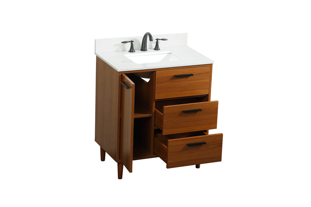 Elegant Lighting VF47030MTK-BS Vanity Sink Set, Teak