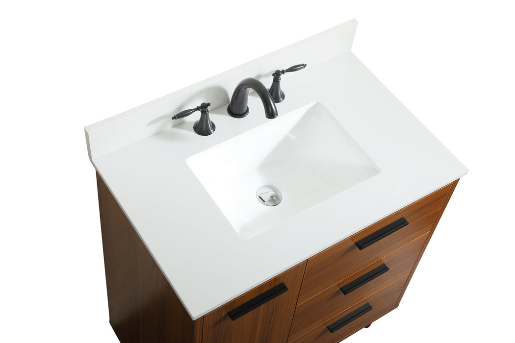 Elegant Lighting VF47030MTK-BS Vanity Sink Set, Teak